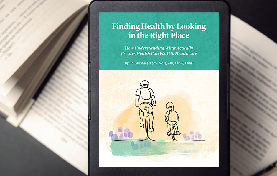 Image of a tablet computer showing Finding Health by Looking in the Right Place