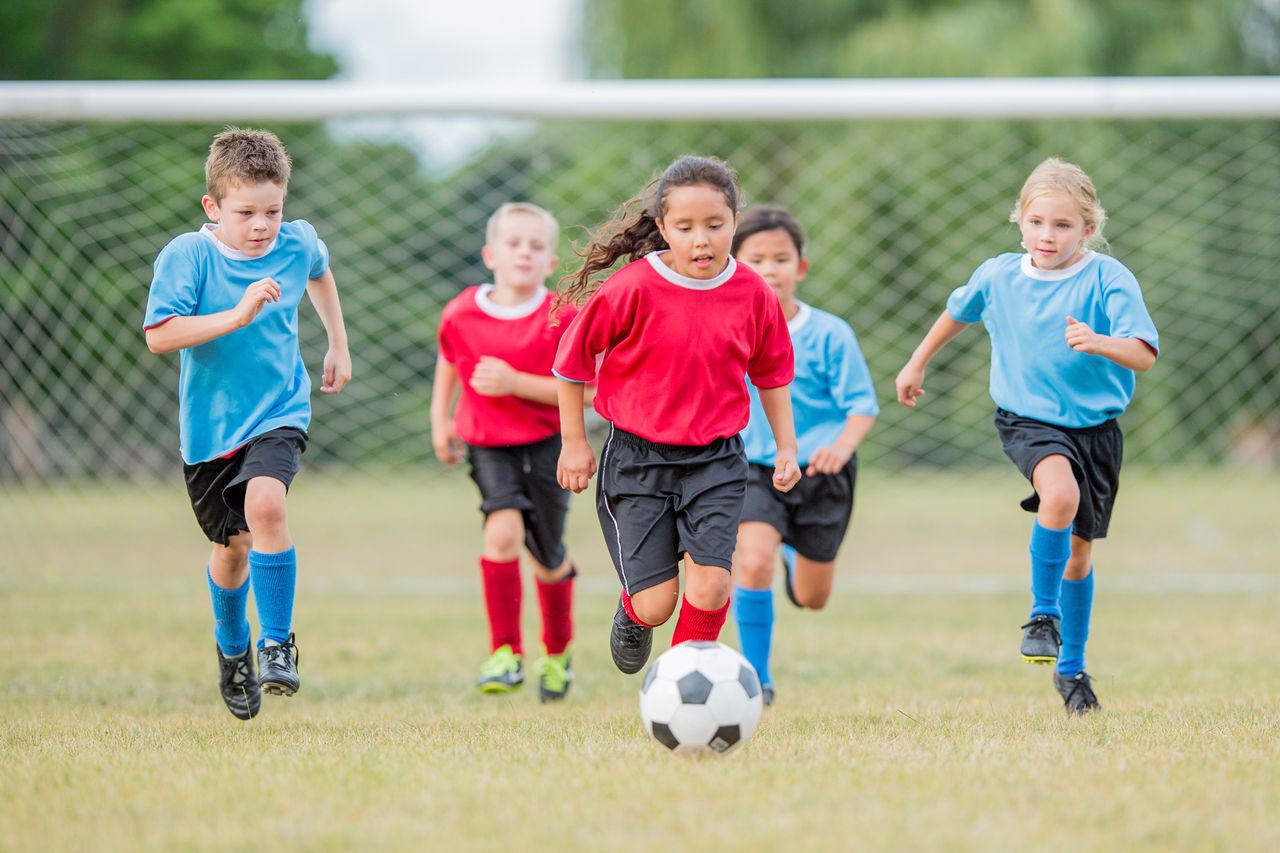 Kids playing soccer