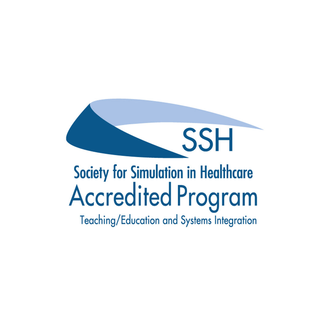 Logo for the society for simulation in healthcare accredited program.