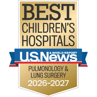 U.S. News & World Report Best Children's Hospitals Pulmonology 2026-27 badge