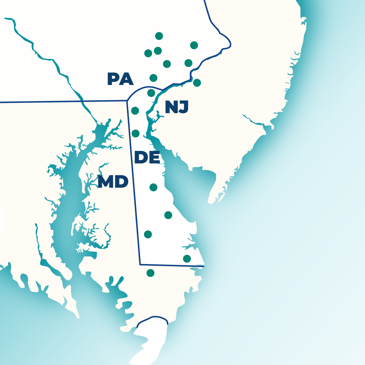 Map of Delaware Valley Locations