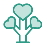 icono de árbol con corazones
