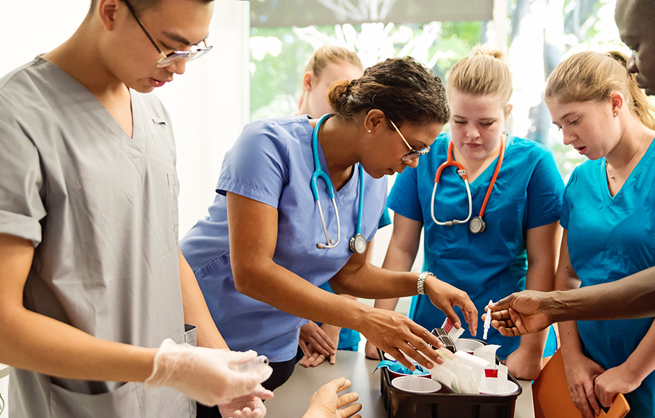 A group of graduate registered nurses in a residency program