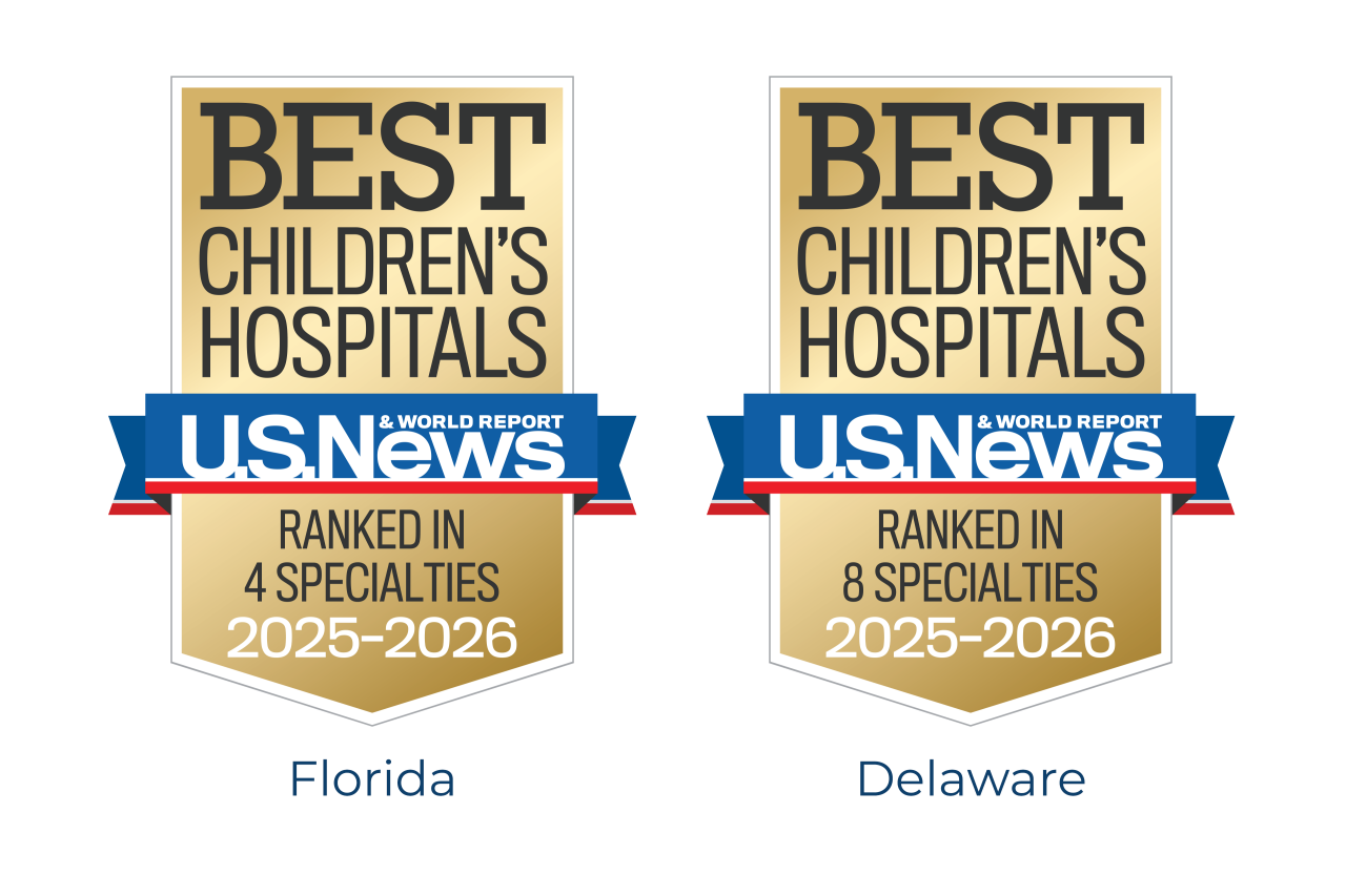 Badge from U.S. News & World Report recognizing Best Children's Hospitals for the years 2025 and 2026. 