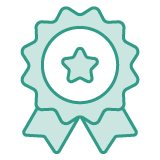 Graphic icon of an award ribbon