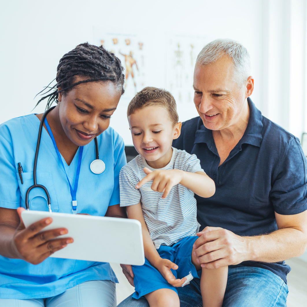 doctor with patient parent and dad doctor with patient parent and dad