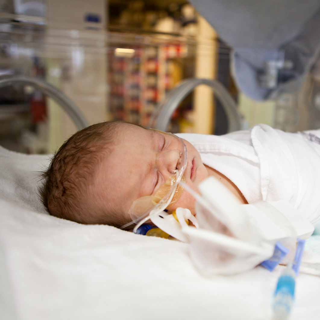 Baby sleeping in NICU