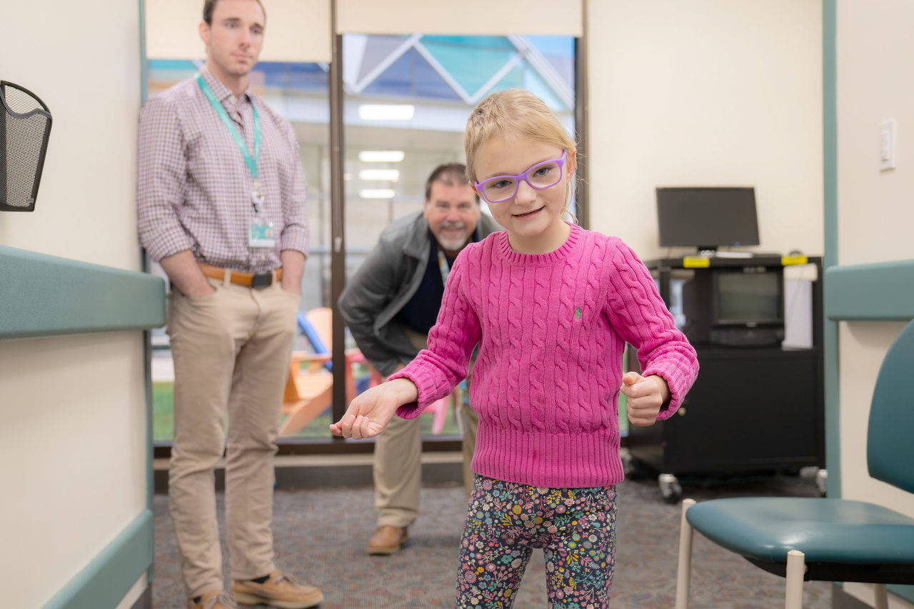 Patient walking in gait lab