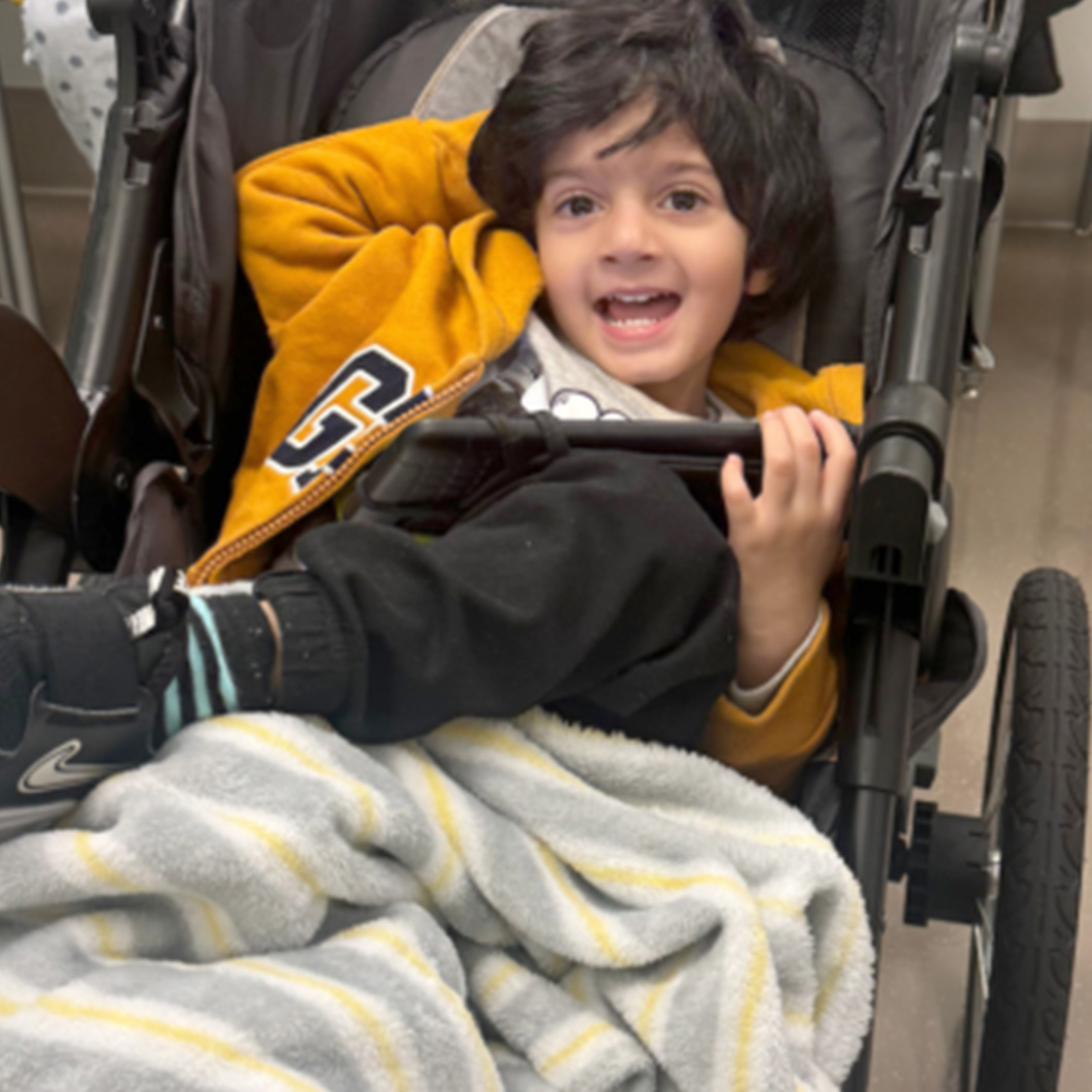 Happy patient in wheelchair