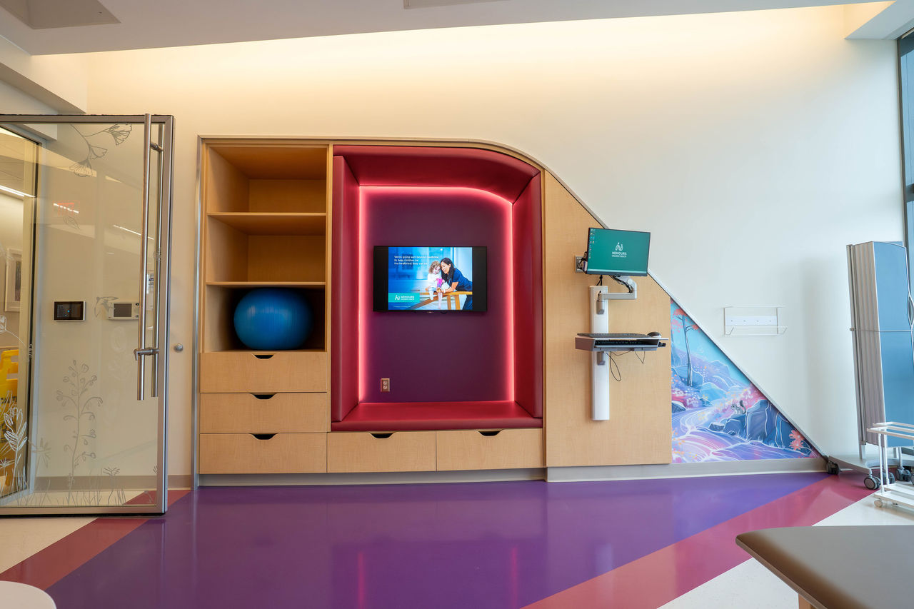 Rec room at the Lisa Dean Moseley Foundation Institute for Cancer and Blood Disorders