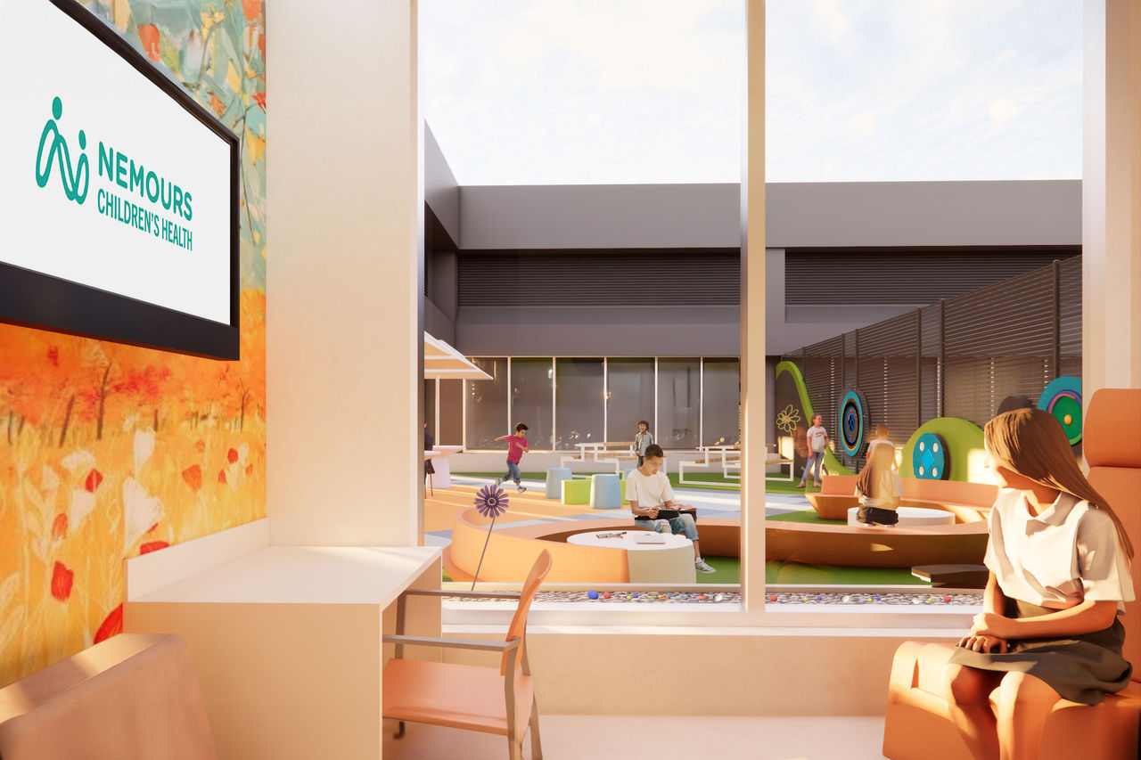 Moseley Institute rendering of the patio interior.
