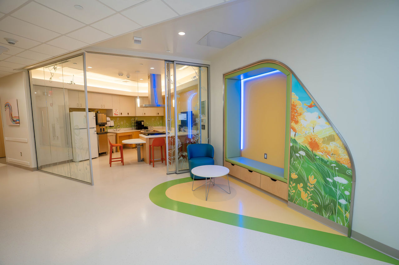 The kitchen at the Lisa Dean Moseley Foundation Institute for Cancer and Blood Disorders
